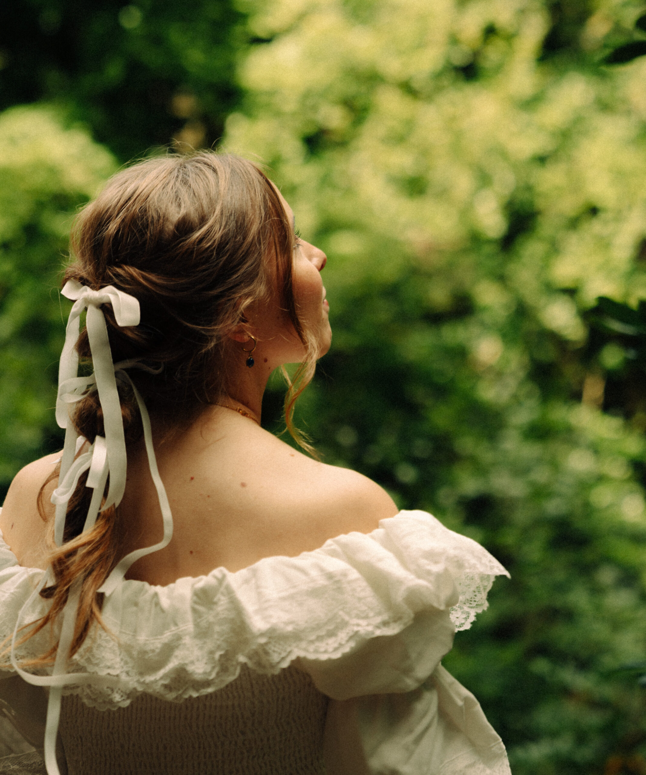 A cinematic photo of the bride taken during an elopement in Belgium.