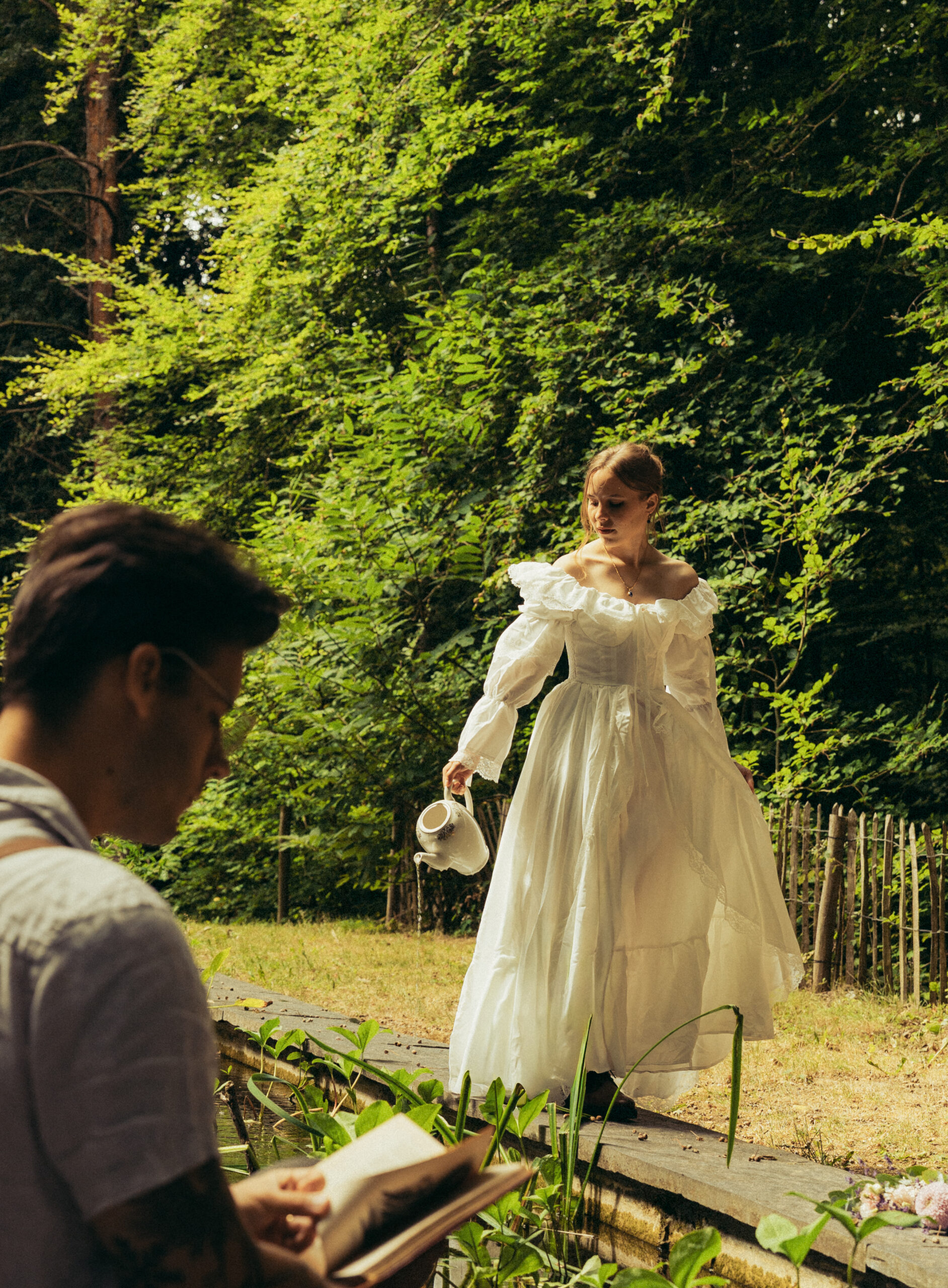 A cinematic photo of a couple taken during an elopement in Belgium.