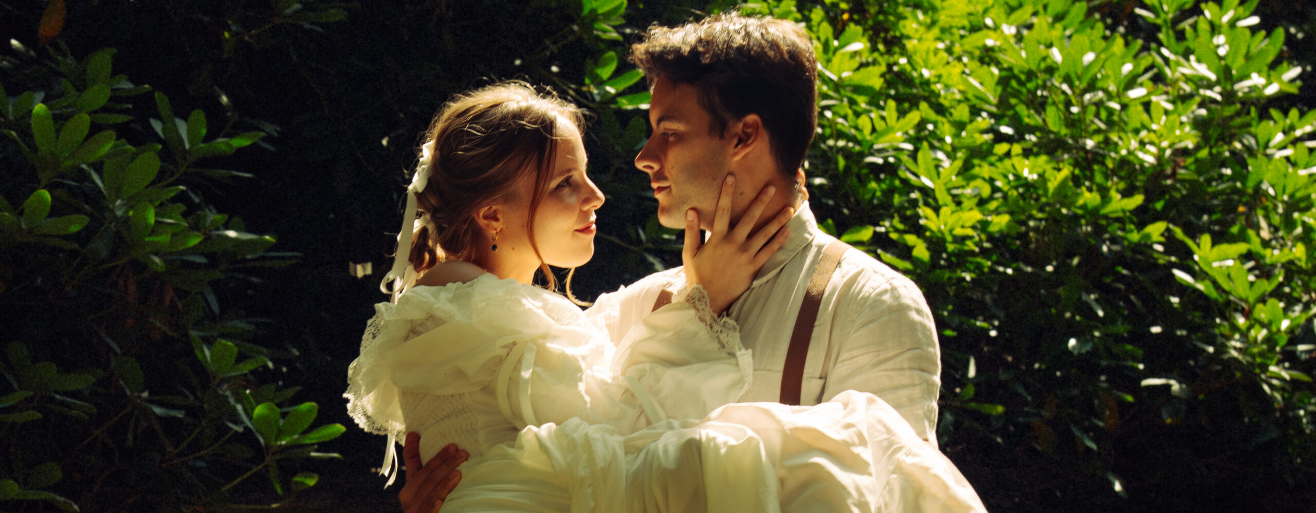 A cinematic photo of a couple taken during an elopement in Belgium.