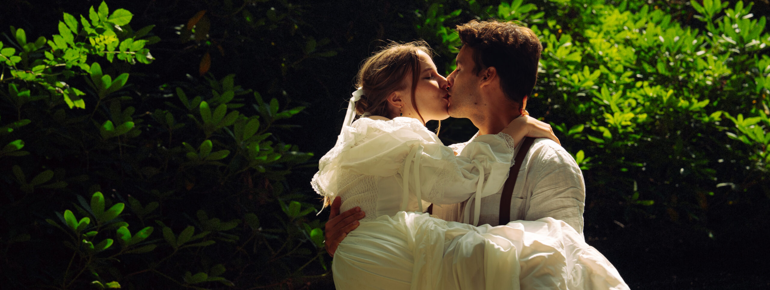 A cinematic photo of a couple taken during an elopement in Belgium.