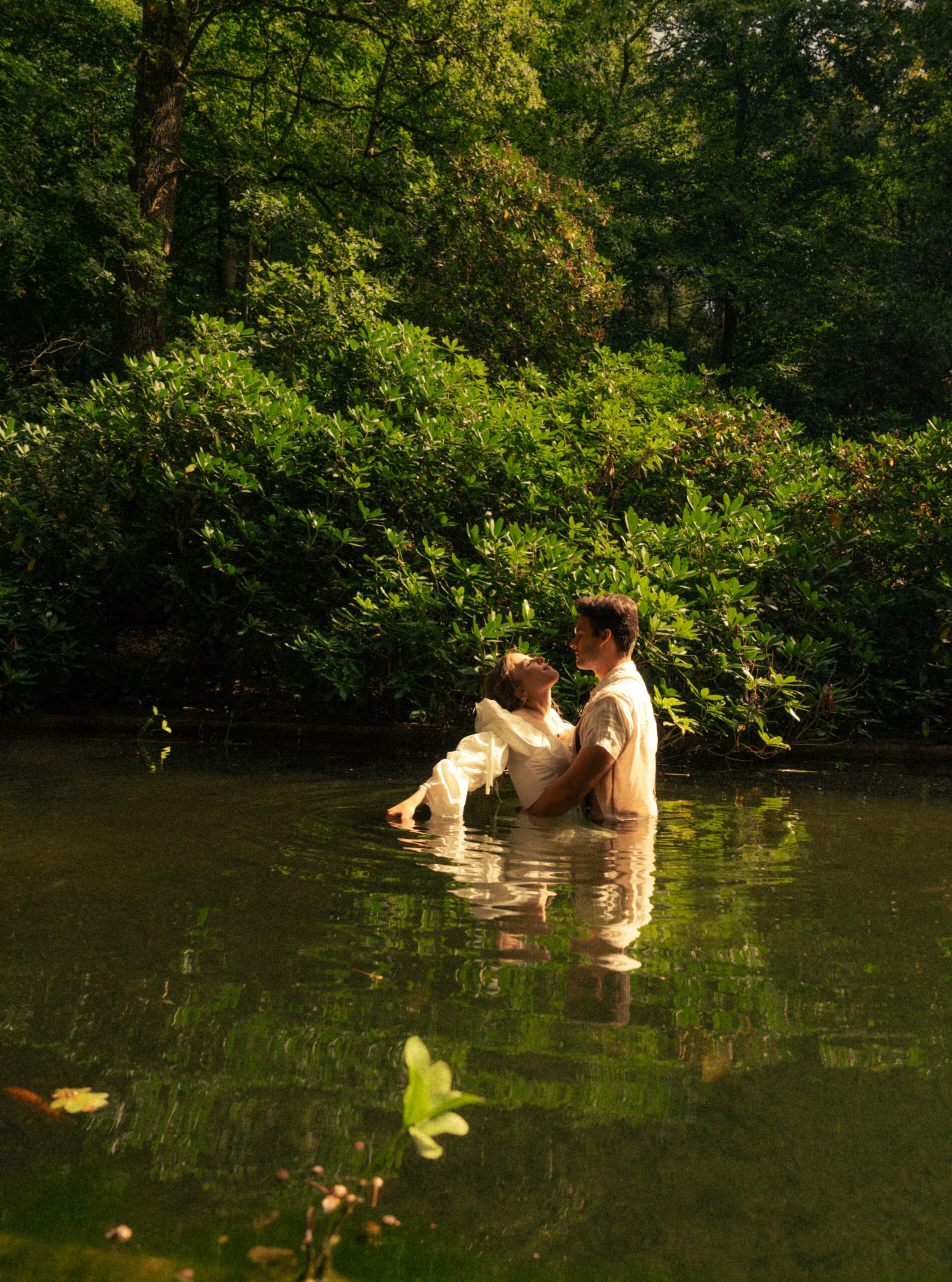 A cinematic photo of a couple taken during an elopement in Belgium.
