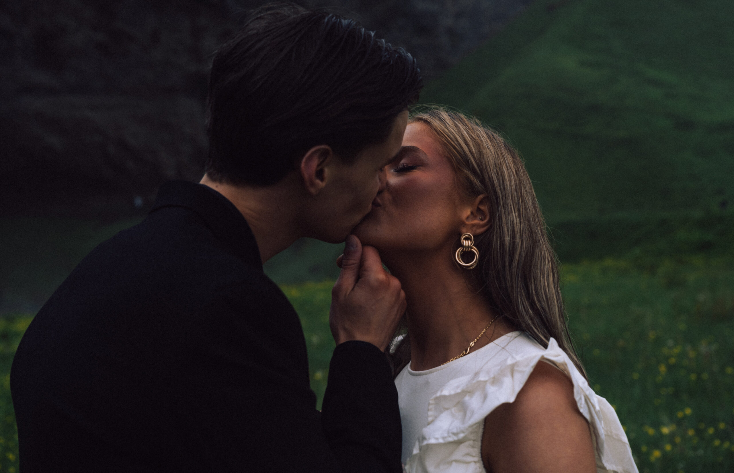 A cinematic photo of a couple during their elopement in Iceland.