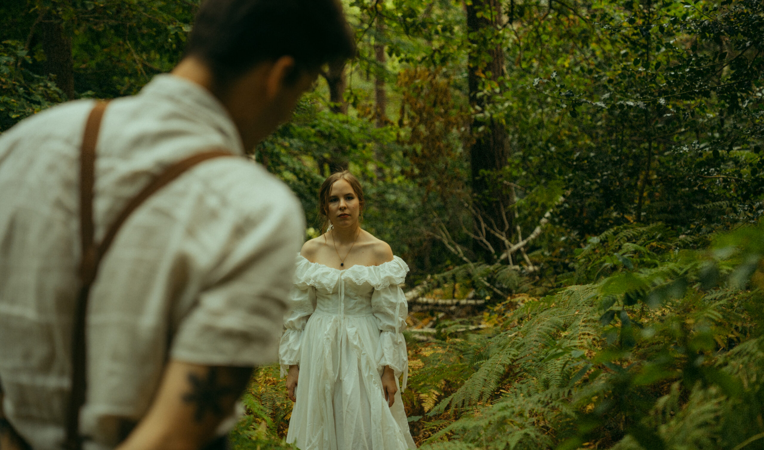 A cinematic photo of a couple taken during an elopement in Belgium.