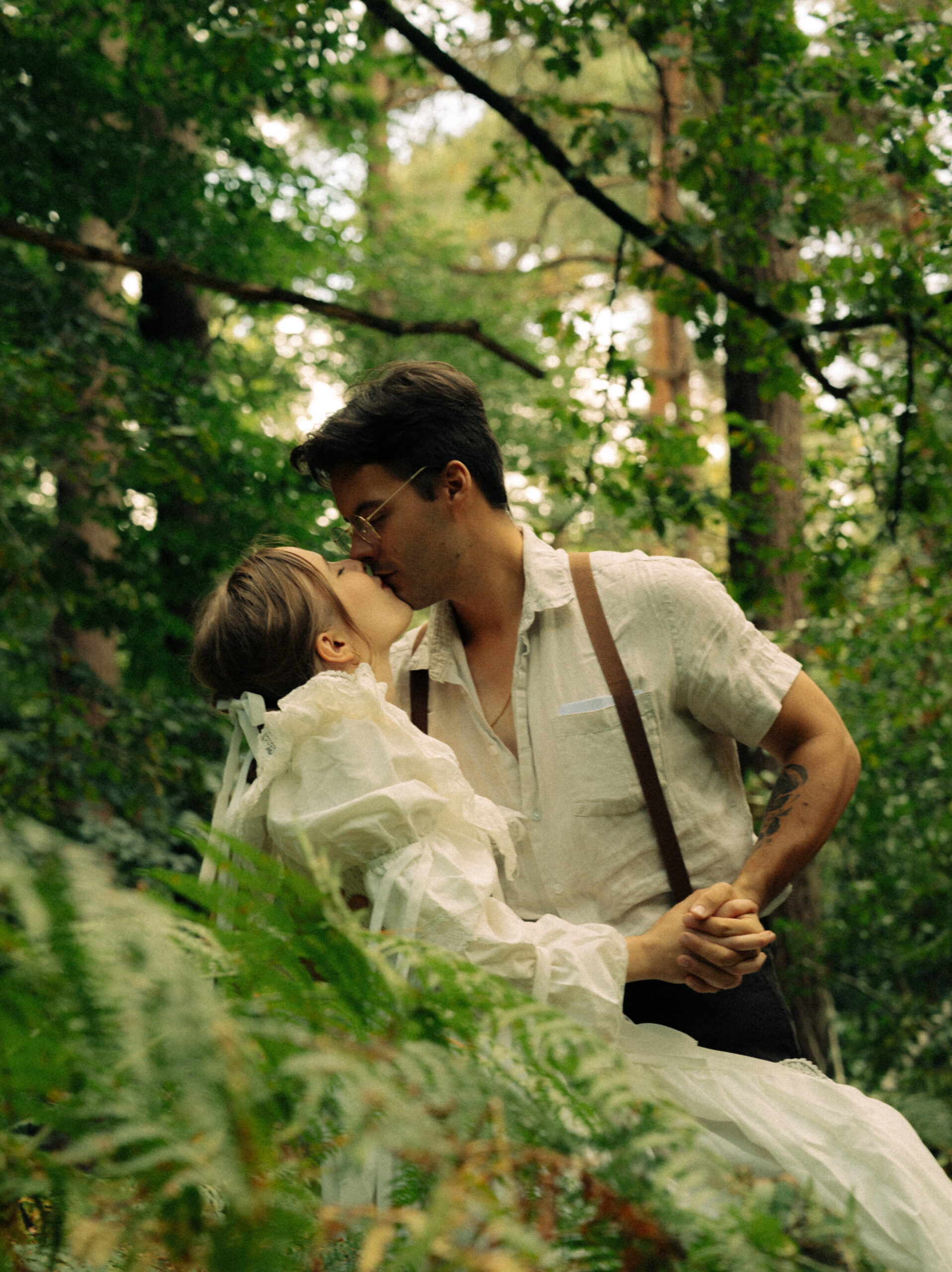 A cinematic photo of a couple taken during an elopement in Belgium.