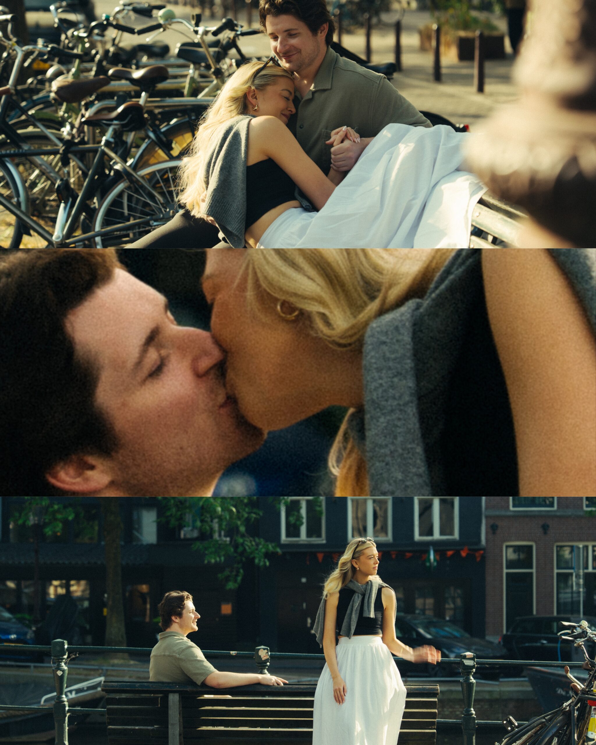 Some cinematic photos of a couple in Amsterdam.