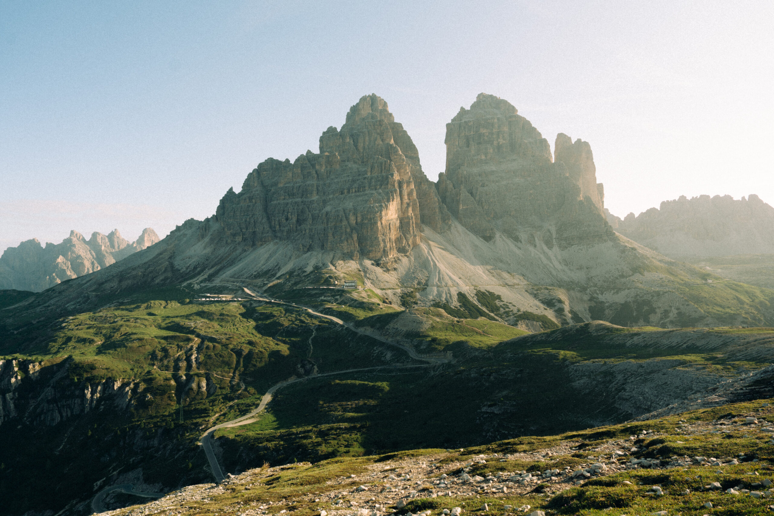 An epic landscape photo of the Dolomites in Italy.
