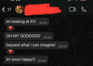 A client feedback expressing how happy they are with the delivered gallery from Grainy Soul Photos.