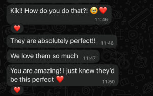 A client feedback thanking Kiki from Grainy Soul Photos.