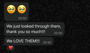 A client feedback thanking Kiki from Grainy Soul Photos.