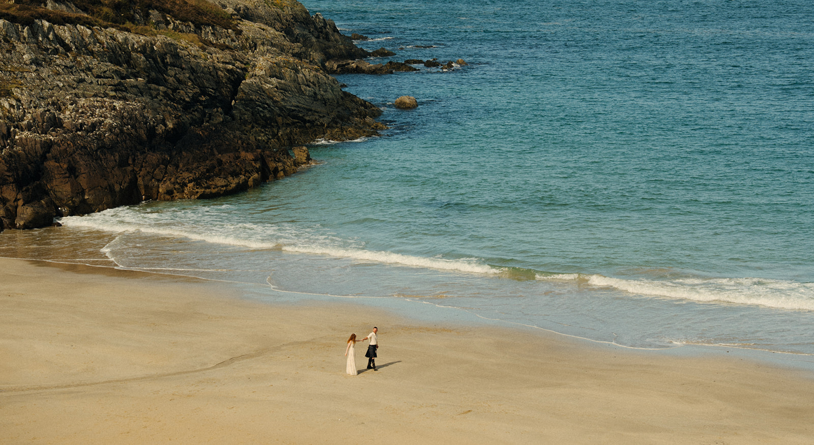 A cinematic photo of a couple during their elopement in Scotland.