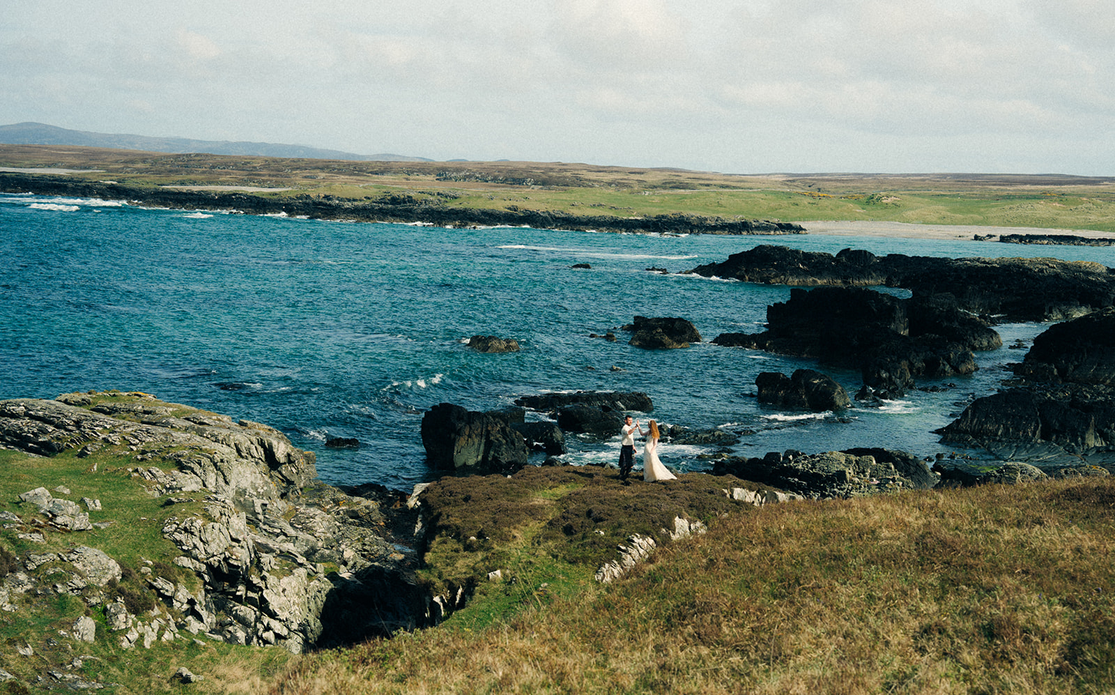 A cinematic photo of a couple during their elopement in Scotland.
