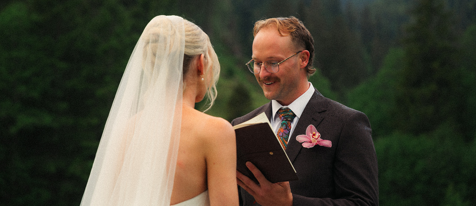A cinematic photo of a bride and bridegroom during their elopement in Rosenlaui, Switzerland.